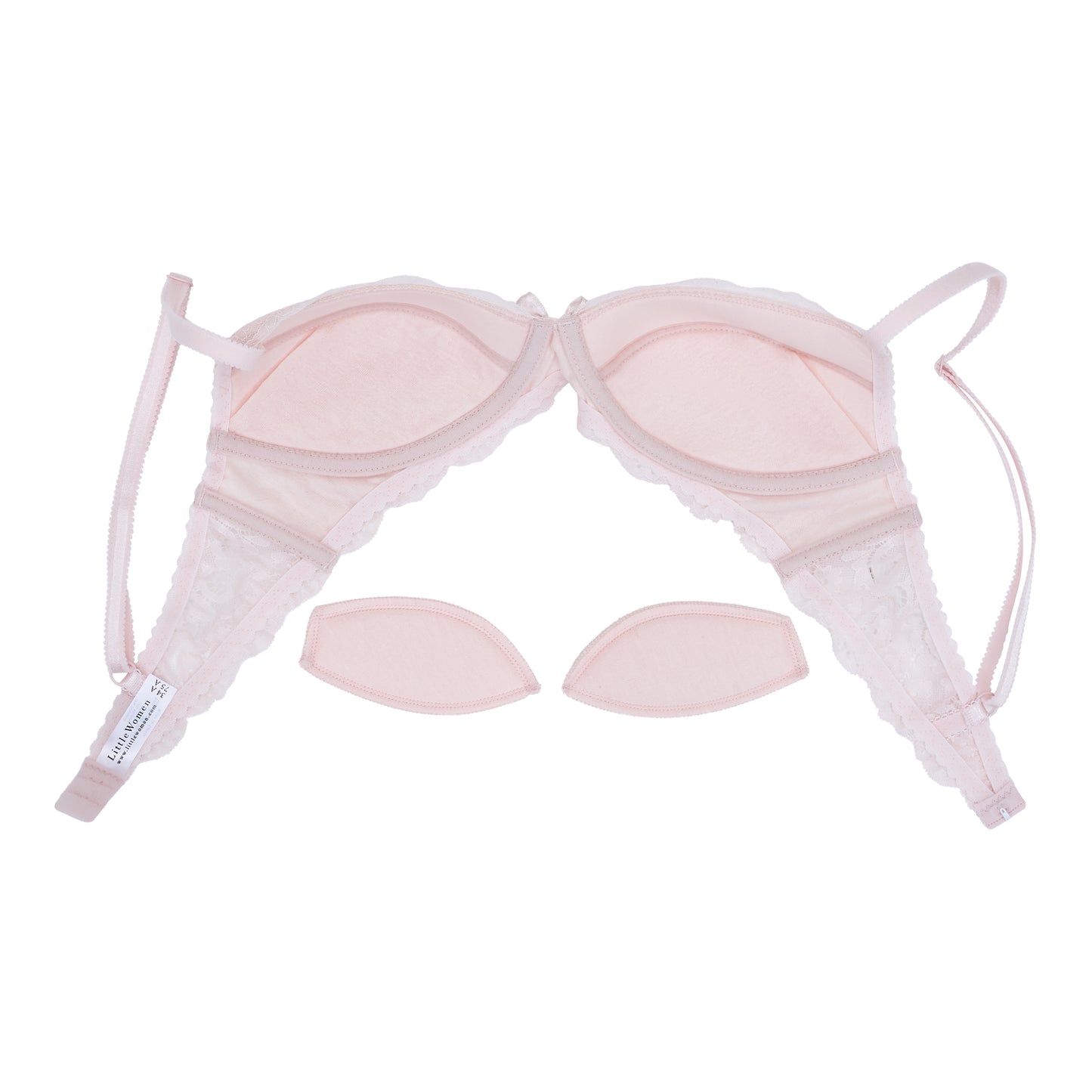 Pink bra set with straps on a white background