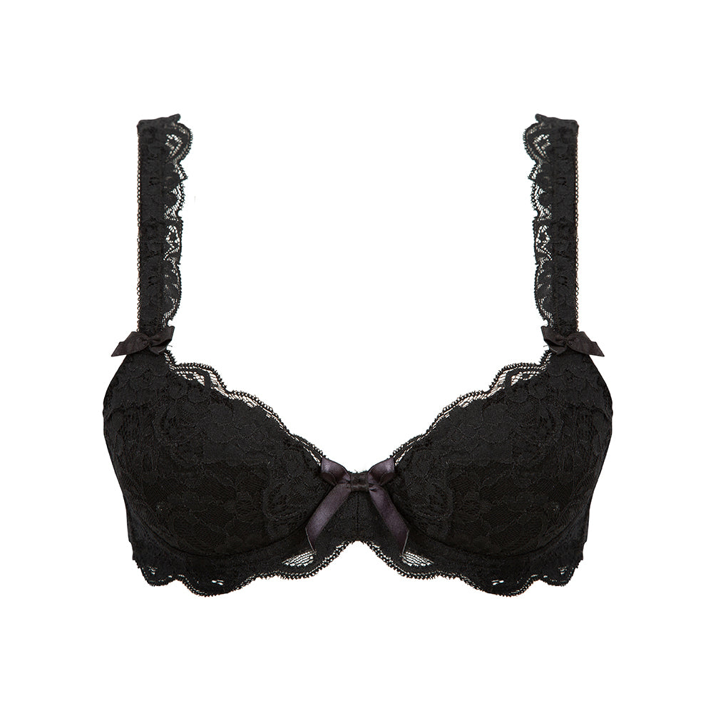 Lulu Stretch Lace Underwired Bra  - black