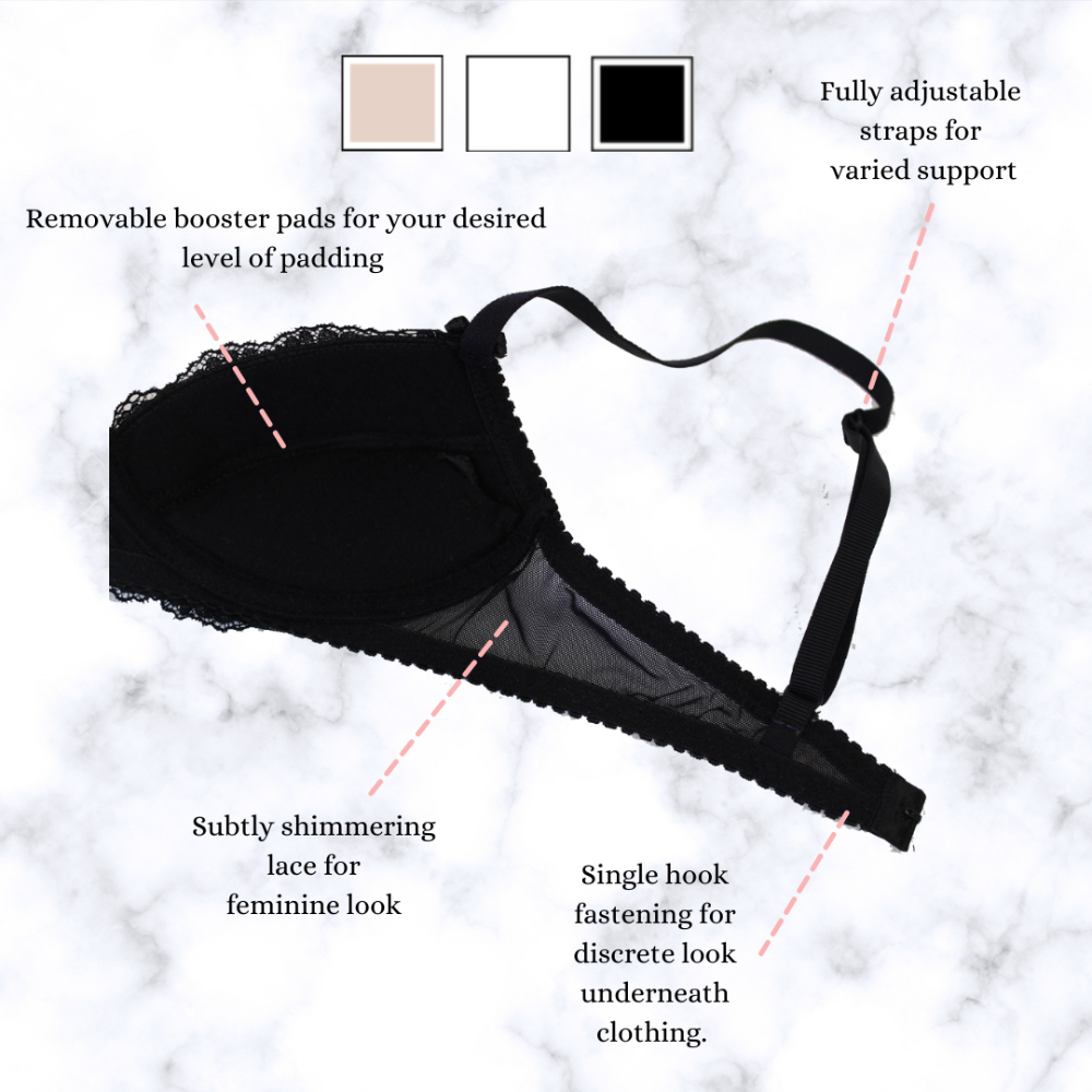 Flat lay of black Perfectly You bra for small busts