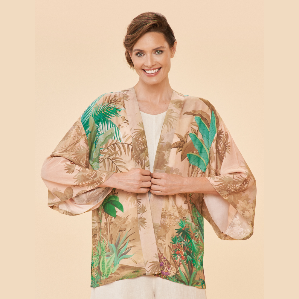 Ladies Kimono Jacket Oasis Coconut By Powder Design PKJ47 SS24