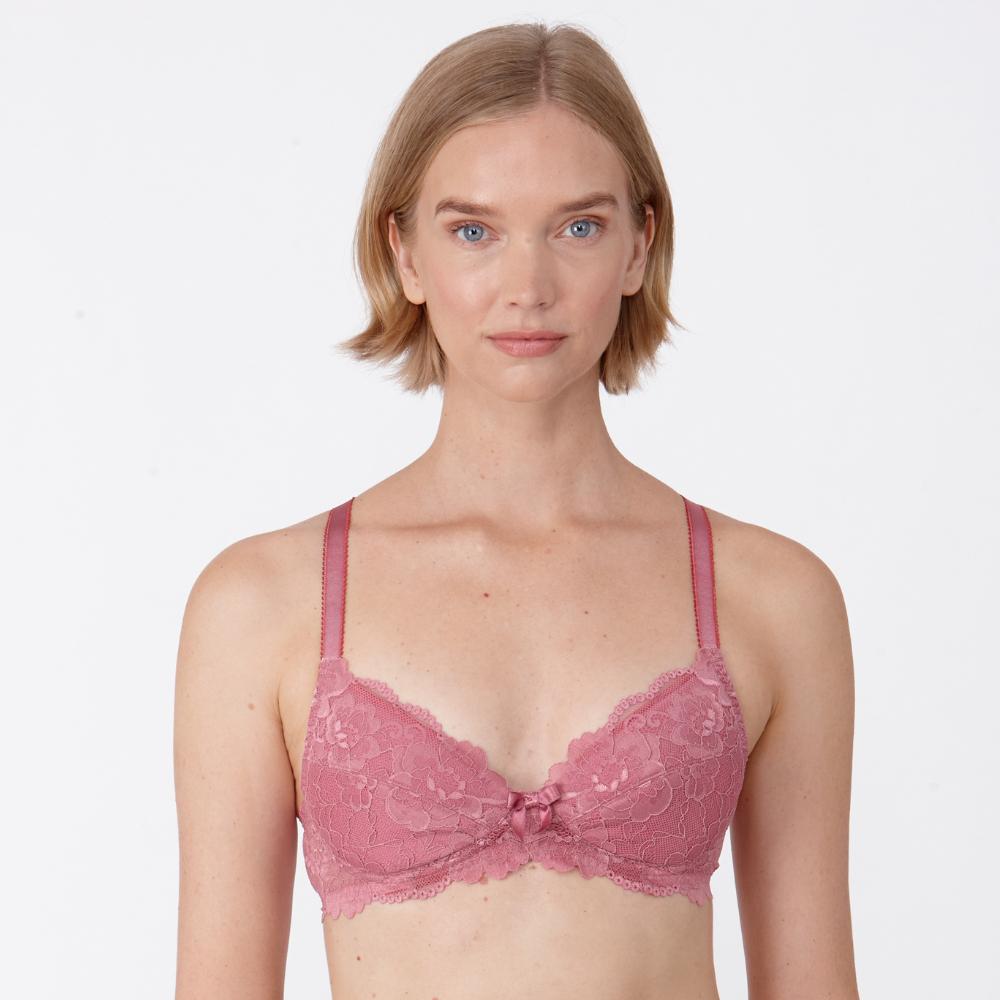 Littlewomen.com small cup bras for small chests Jude pink lace bra in 30A