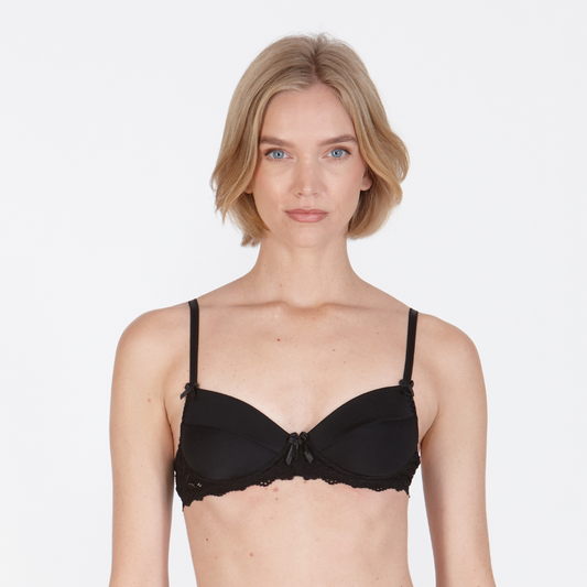 Front view of Very You small cup bra in black – lightly padded wire-free bra for AAA–A cups