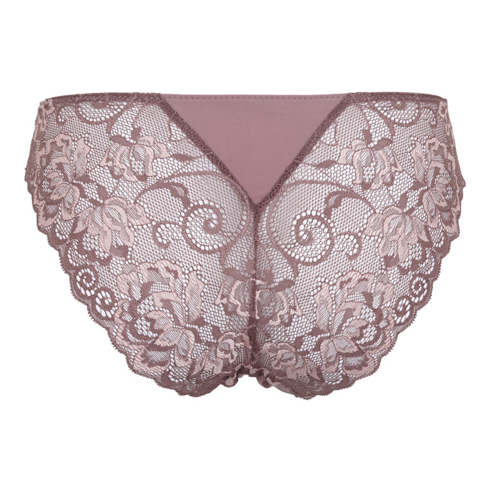 Lace underwear with a floral pattern on a white background