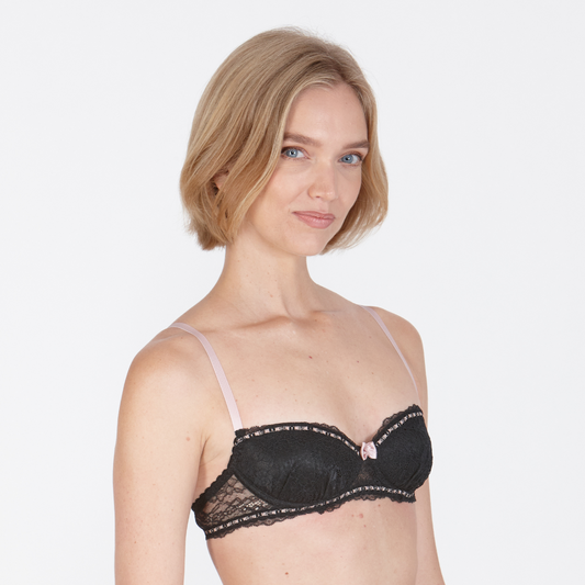 Little Women Midnight Ribbon Non-Wired Balconette Fixed Padding Bra
