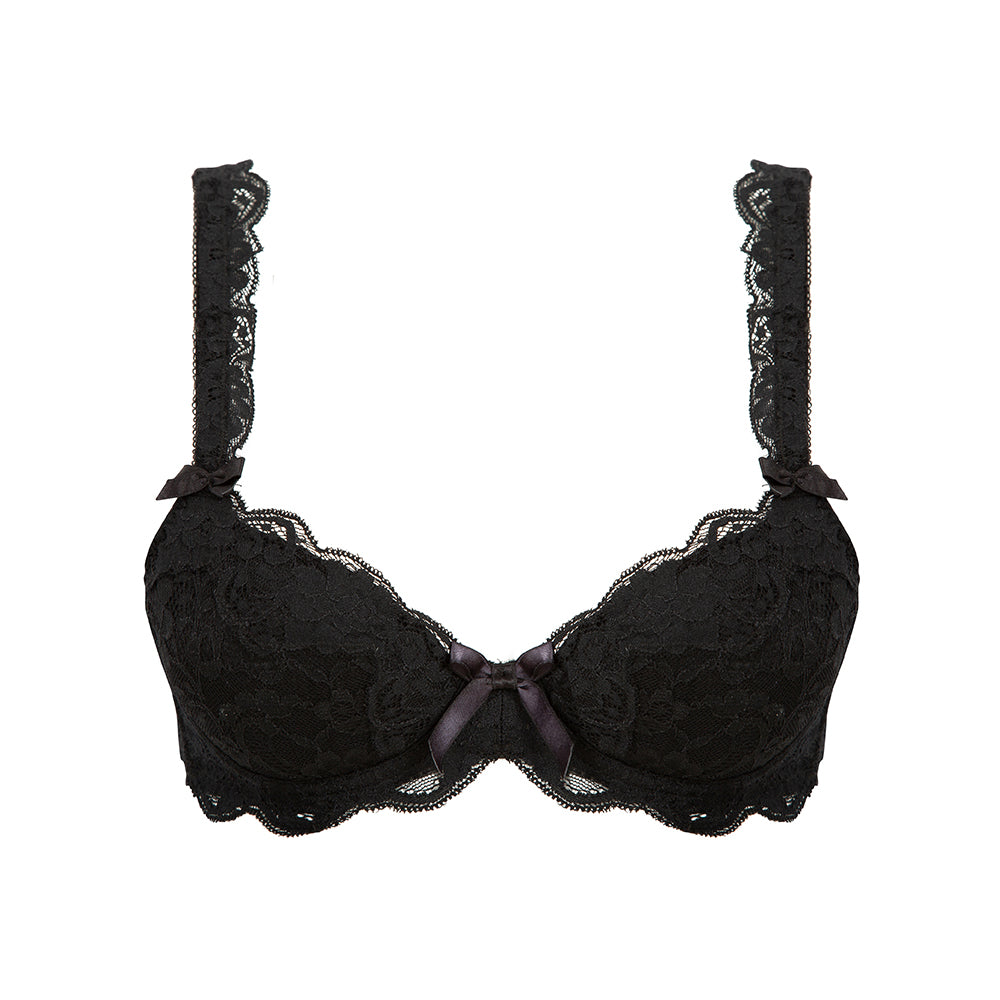 Lulu Stretch Lace Underwired Bra  - black