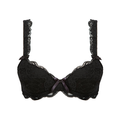 Lulu Stretch Lace Underwired Bra  - black