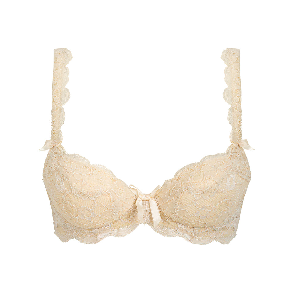 Lulu Stretch Lace Underwired Bra - milk tea