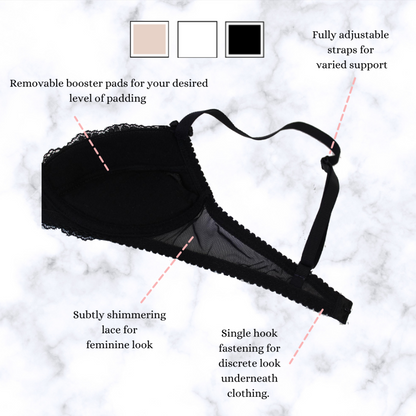 Flat lay of black Perfectly You bra for small busts