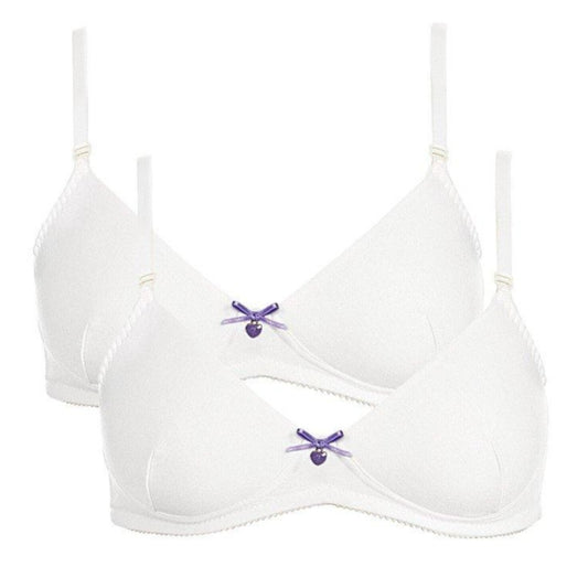 Royce Lingerie Two Pack Non Wired 100% Cotton Stardust Teen Bras