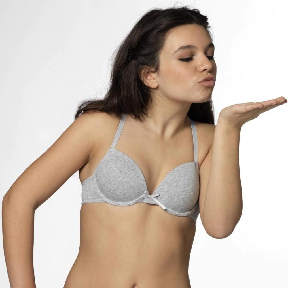 Boobs & Bloomers Anny Flex Wire Cotton Bra In Grey - Small Bras From Little Women