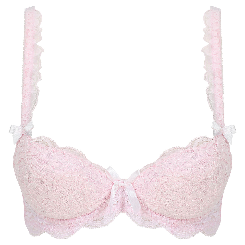 LULU Stretch Lace Underwired Bra in Pale Pink