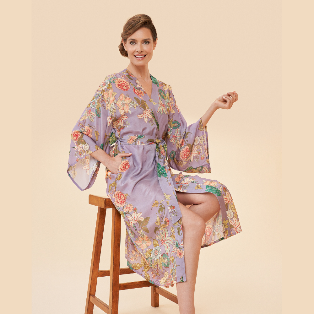 Ladies Kimono Gown Prancing Tiger By Powder Design PKG51 SS24