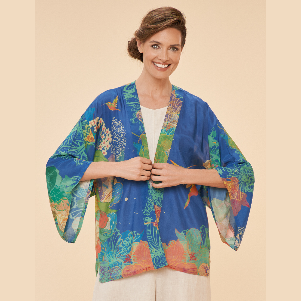 Ladies Kimono Jacket Hummingbird Denim By Powder Design PKJ45 SS24