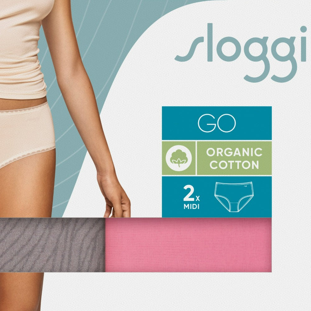 GO Midi organic cotton (2 pack), ., SLOGGI GO organic cotton